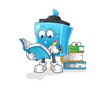 İşaretli kalem maskot çalışıyor. çizgi film vektörü