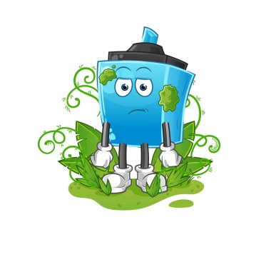 İşaretli kalem çok uzun bir maskot bekliyor. çizgi film vektörü