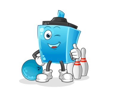 Kalem oyunu bowling illüstrasyonu. karakter vektörü