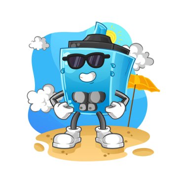 Yazın keçeli kalem güneş banyosu. karakter vektörü