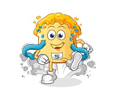 Bal koşucusu karakterli ekmek. çizgi film maskotu vektörü