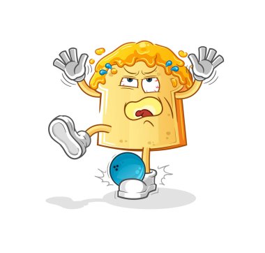 Bowling çizgi filmiyle ballı ekmek. çizgi film maskotu vektörü