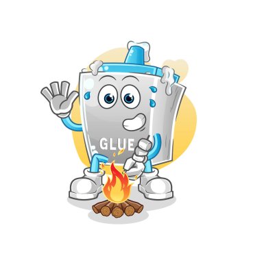 Kızarmış marşmelov. çizgi film maskotu vektörü