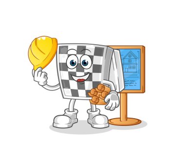 Satranç tahtası Mimarı illüstrasyonu. karakter vektörü