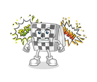 Satranç tahtası kızgın vektör. çizgi film karakteri