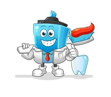 İşaretli kalem dişçi çizimi. karakter vektörü