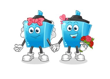 İşaretli kalem düğün karikatürü. çizgi film maskotu vektörü