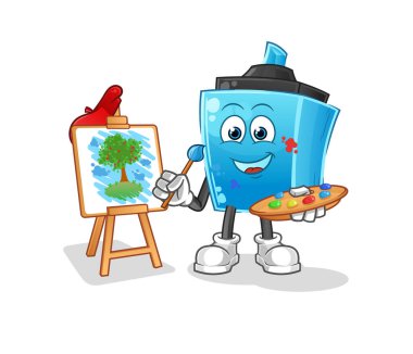 Kalem sanatçısı maskotu. çizgi film vektörü