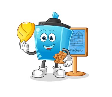 İşaretleyici kalem Mimarı illüstrasyonu. karakter vektörü