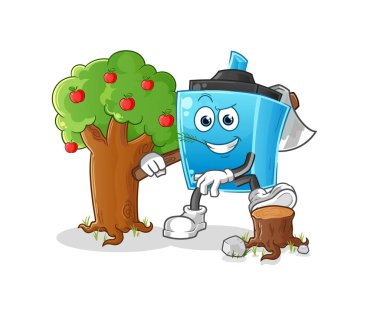 İşaretli kalem marangoz çizimi. karakter vektörü