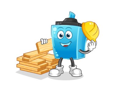 İşaretleyici kalem oluşturucu vektörü. çizgi film karakteri