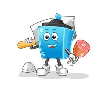 Keçeli kalem kasap illüstrasyonu. karakter vektörü