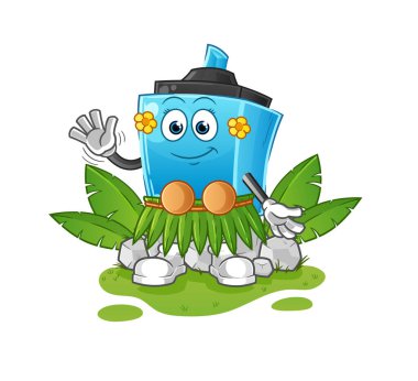 İşaretleyici kalem Hawai el sallayan karakteri. çizgi film maskotu vektörü