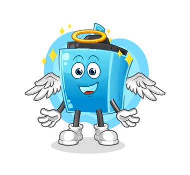 Kanat vektörlü kalem melek. çizgi film karakteri