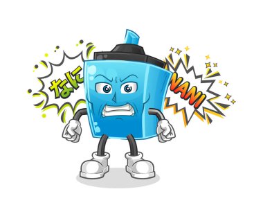 İşaretli kalem anime kızgın vektörü. çizgi film karakteri