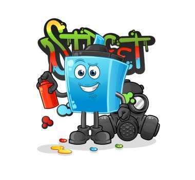 İşaretli kalem grafiti sanatçısı vektörü. çizgi film karakteri