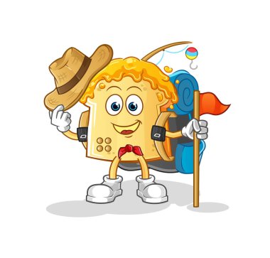 Bal izci vektörlü ekmek. çizgi film karakteri