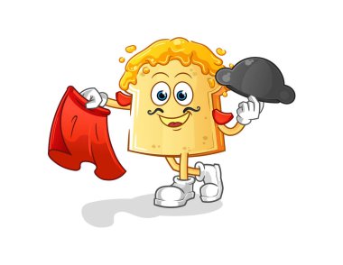 Kırmızı bez resimli bal matadorlu ekmek. karakter vektörü