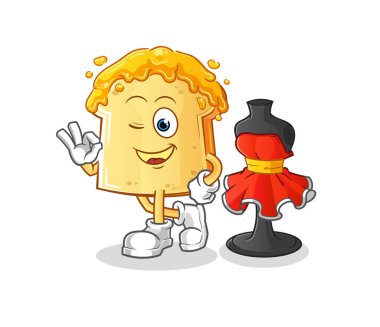 Ballı ekmek moda tasarımcısı vektörü. çizgi film karakteri