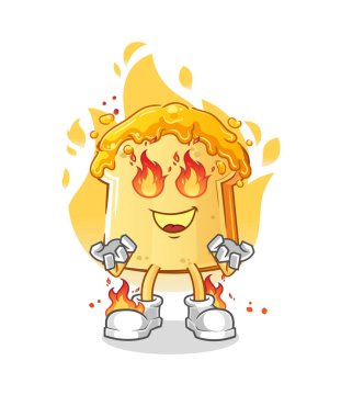 Ballı ekmek ve ateş maskotu. çizgi film vektörü