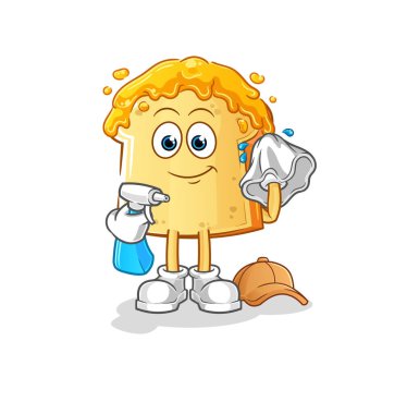 Bal temizleyici vektörlü ekmek. çizgi film karakteri