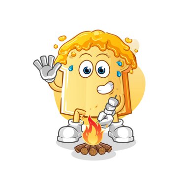 Şekerleme kızartılmış ballı ekmek. çizgi film maskotu vektörü