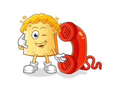 Ballı ekmek. Maskotu çağır. çizgi film vektörü