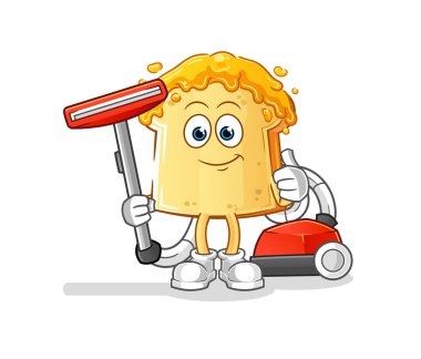 Süpürgeyle temizlenmiş ballı ekmek. karakter vektörü