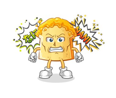 Bal anime kızgın vektörlü ekmek. çizgi film karakteri