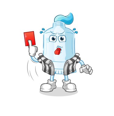 Kırmızı kart resimli diş macunu hakemi. karakter vektörü