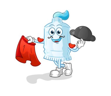 Kırmızı bez resimli diş macunu matadoru. karakter vektörü