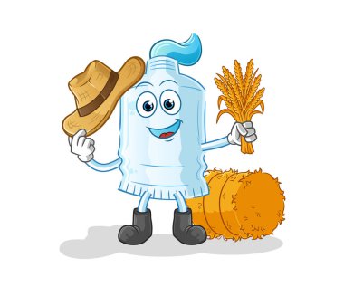 Diş macunu çiftçisi maskotu. çizgi film vektörü