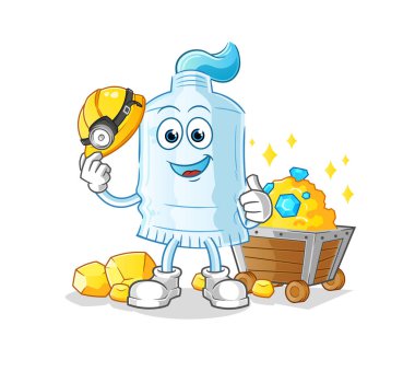 Altın karakterli bir diş macunu madencisi. çizgi film maskotu vektörü