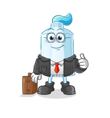 Diş macunu ofis çalışanı maskotu. çizgi film vektörü