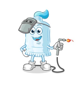 Diş macunu kaynakçısı maskotu. çizgi film vektörü