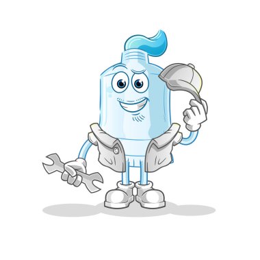 Diş macunu mekanik çizgi filmi. çizgi film maskotu vektörü