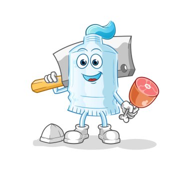 Diş macunu Kasap illüstrasyonu. karakter vektörü