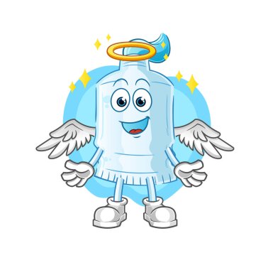 Kanat vektörlü diş macunu meleği. çizgi film karakteri