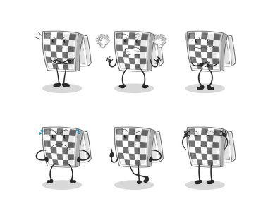 Satranç tahtası öfkeli grup karakteri. çizgi film maskotu vektörü