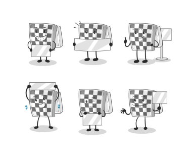 Satranç tahtası grubu karakteri. maskot vektörü