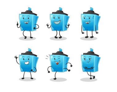 İşaretleyici mutlu set karakteri. çizgi film maskotu vektörü