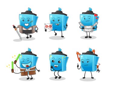 İşaretli kalem Japon kültür grubu karakteri. maskot vektörü