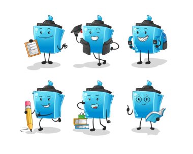 İşaretleyici kalem eğitimi karakterini belirler. çizgi film maskotu vektörü