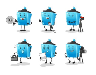 İşaretleyici kalem eğlence grubu karakteri. çizgi film maskotu vektörü