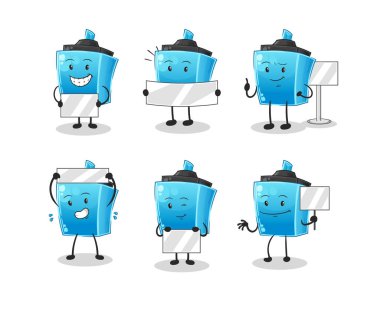 İşaretleyici kalem grubu karakteri. maskot vektörü