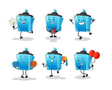 İşaretli kalem kutlaması karakterini belirledi. çizgi film maskotu vektörü