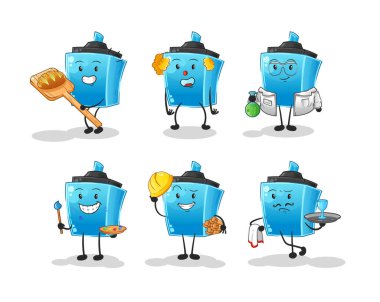 İşaretleyici kalem mesleği karakter belirler. çizgi film maskotu vektörü