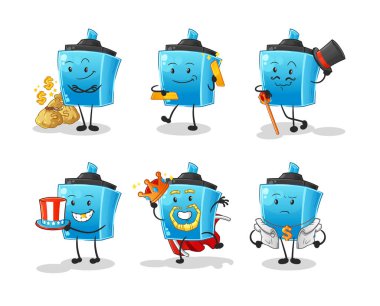 Keçeli kalem zengini. çizgi film maskotu vektörü