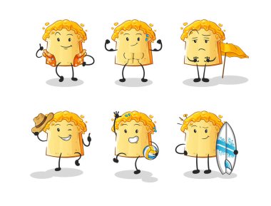 Ballı ekmek, tatil seti karakteri. çizgi film maskotu vektörü