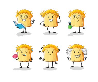 Bal düşünen grup karakterli ekmek. çizgi film maskotu vektörü